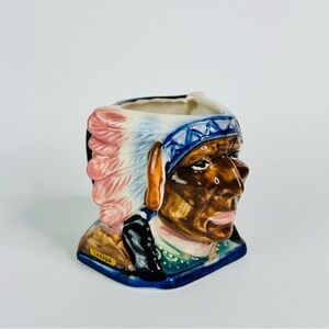 Vintage Native American 3" Ceramic Toby Mug Marked Occupied Japan
